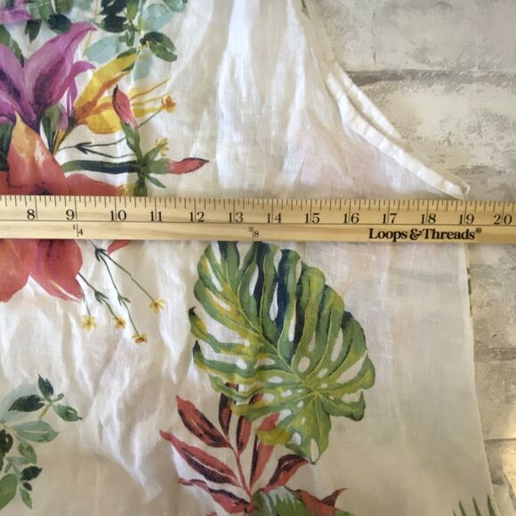 Lungo Larno White Floral Linen Sleeveless Slits Summer Boho Midi Dress S (Flaws) - Picture 6 of 10